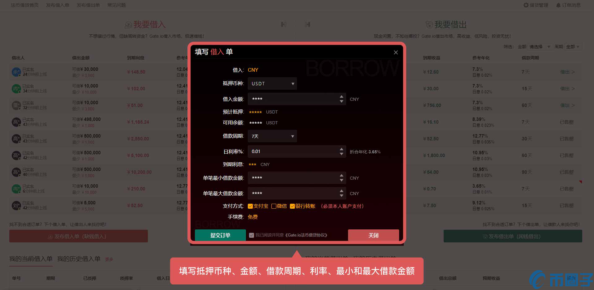 gate.io交易平台如何借入法币？