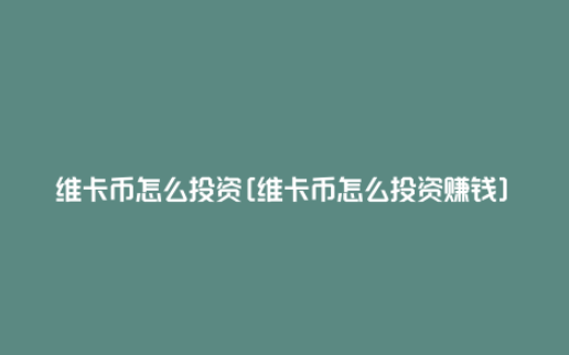 维卡币怎么投资